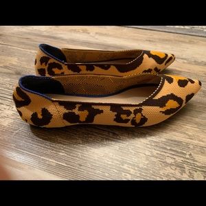 Fashion Breathable Leopard Knitted Ballet Flats